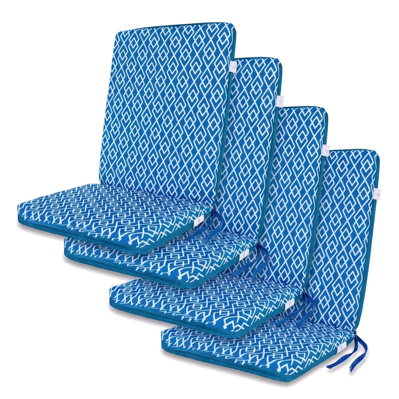 Lot de 2 Coussins Chaise Haut Dossier 95x40 - Motif Géométrique Vert (Confort 5cm)