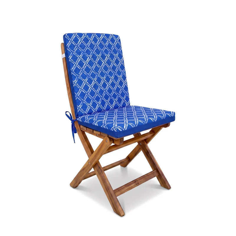 Lot de 2 Coussins Chaise Haut Dossier 95x40 - Motif Nautique Bleu (Confort 5cm)