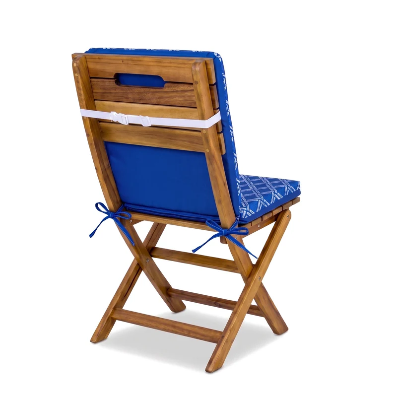 Lot de 2 Coussins Chaise Haut Dossier 95x40 - Motif Nautique Bleu (Confort 5cm)