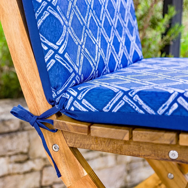 Lot de 2 Coussins Chaise Haut Dossier 95x40 - Motif Nautique Bleu (Confort 5cm)