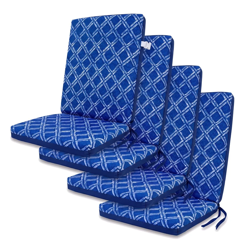 Lot de 2 Coussins Chaise Haut Dossier 95x40 - Motif Nautique Bleu (Confort 5cm)