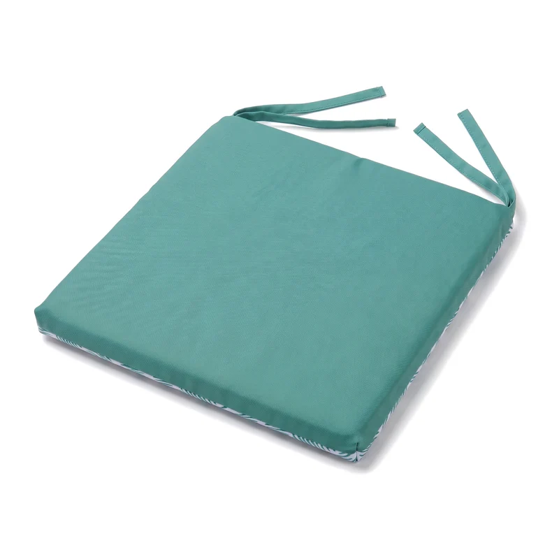 Lot de 4 Galettes de Chaise 35x35 Motif Éventails Verts - Confort & Déco (Avec Attaches)