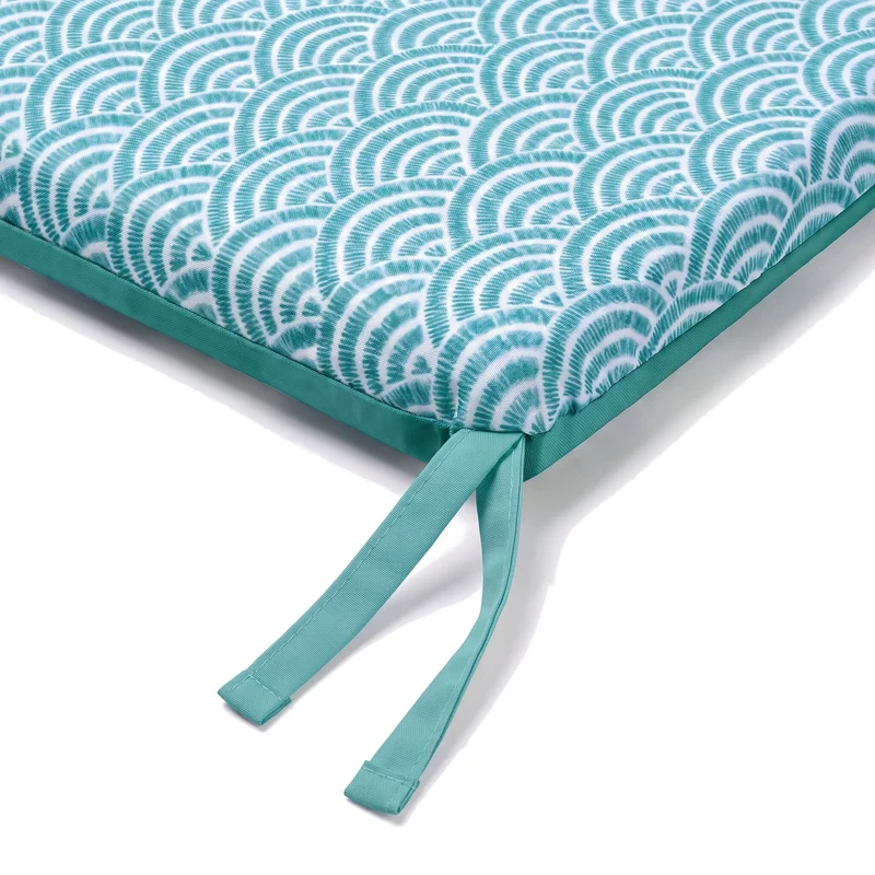 Lot de 4 Galettes de Chaise 35x35 Motif Éventails Verts - Confort & Déco (Avec Attaches)
