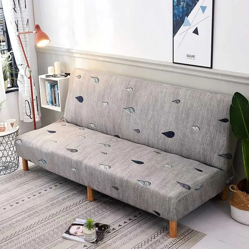 Housse de Canapé Extensible sans Accoudoirs - Motif Feuilles - Protection Universelle