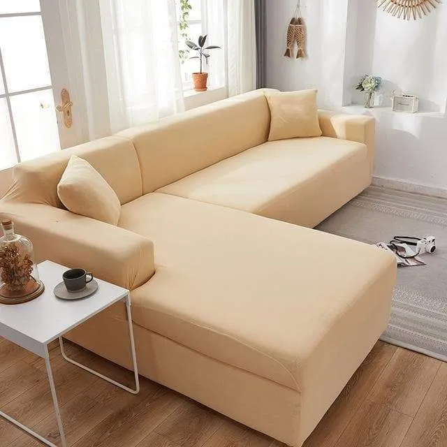 Housse de Canapé d'Angle Beige