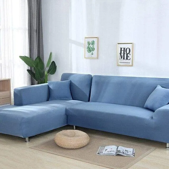 Housse de Canapé d'Angle Bleu