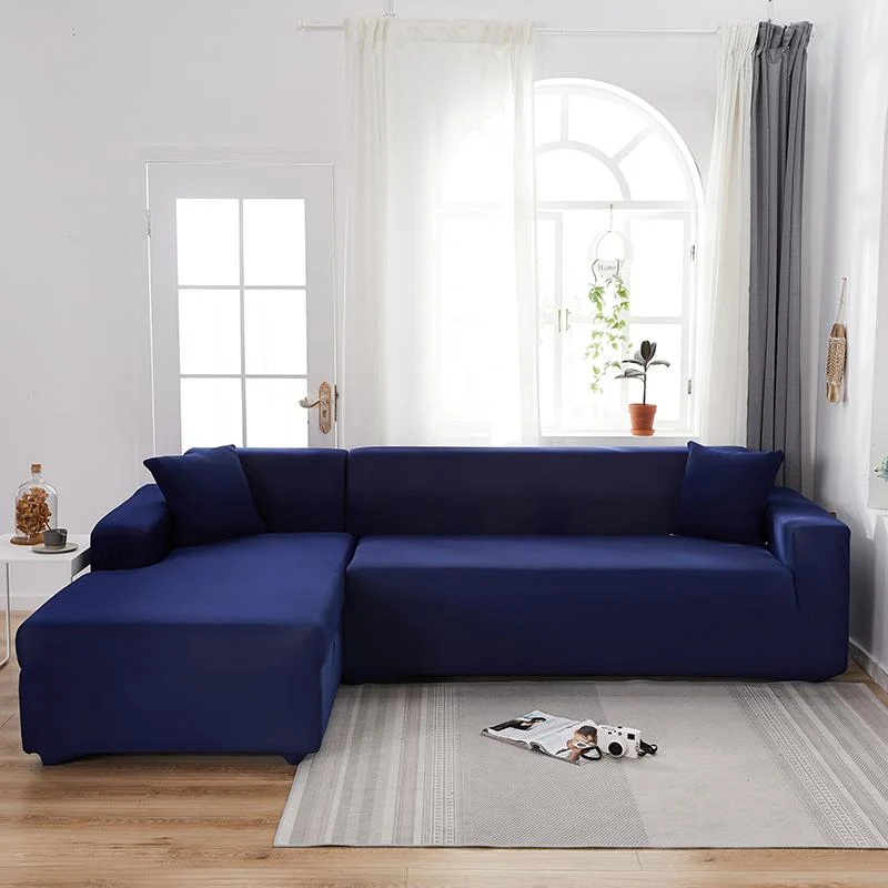 Housse de Canapé d'Angle Bleu Marine