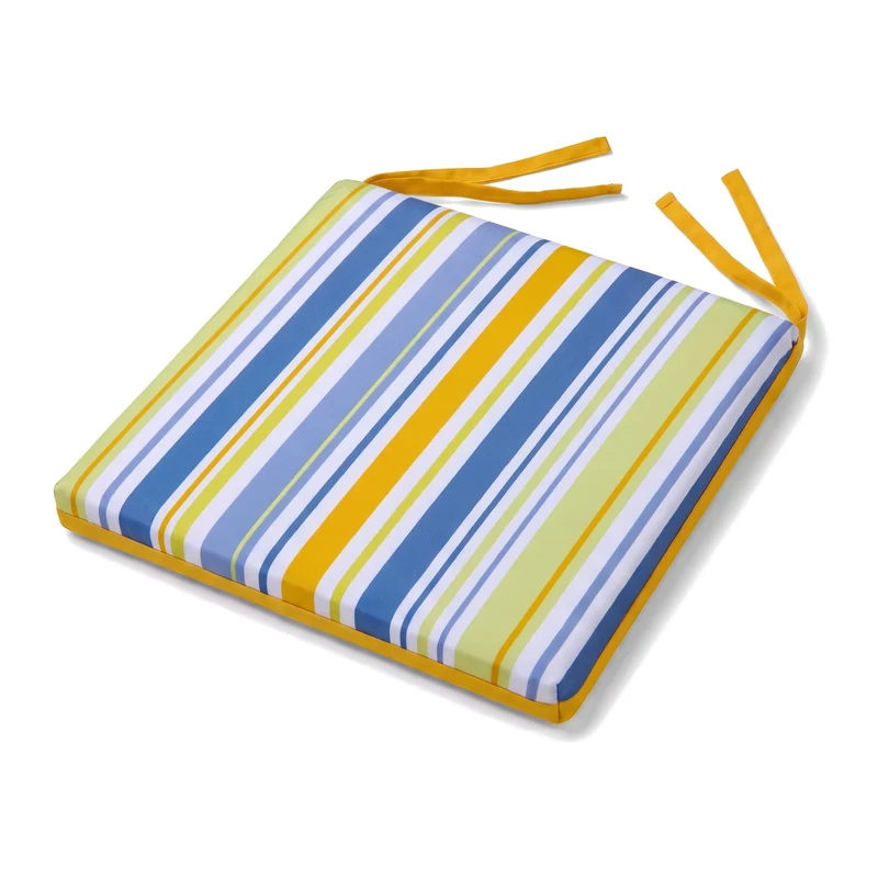 Lot de 4 Galettes de Chaise 35x35 Motif Rayures Solaires - Confort & Déco (Avec Attaches)