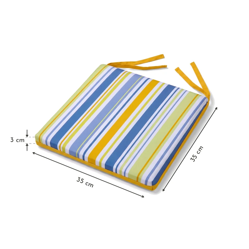 Lot de 4 Galettes de Chaise 35x35 Motif Rayures Solaires - Confort & Déco (Avec Attaches)