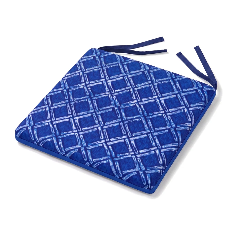 Lot de 4 Galettes de Chaise 35x35 Motif Nautique Bleu - Confort & Déco (Avec Attaches)