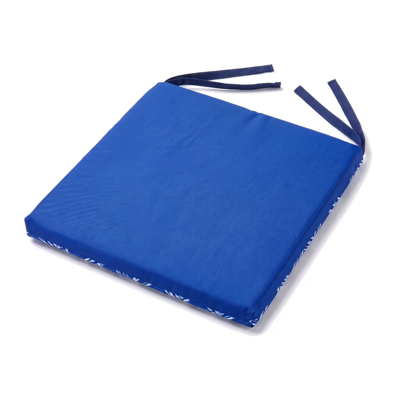 Lot de 4 Galettes de Chaise 35x35 Motif Nautique Bleu - Confort & Déco (Avec Attaches)