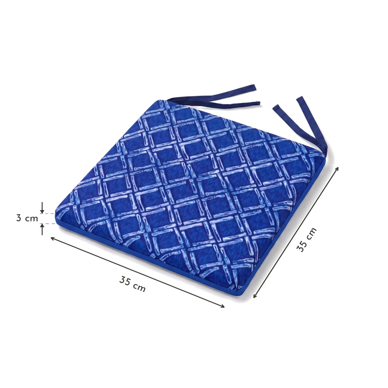 Lot de 4 Galettes de Chaise 35x35 Motif Nautique Bleu - Confort & Déco (Avec Attaches)