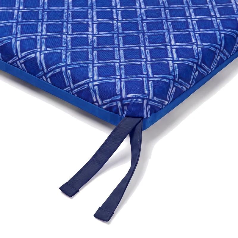 Lot de 4 Galettes de Chaise 35x35 Motif Nautique Bleu - Confort & Déco (Avec Attaches)