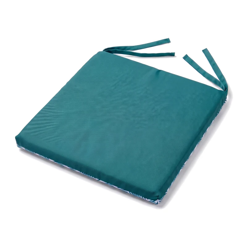 Lot de 4 Galettes de Chaise 35x35 Motif Géométrique Vert - Confort & Déco (Avec Attaches)