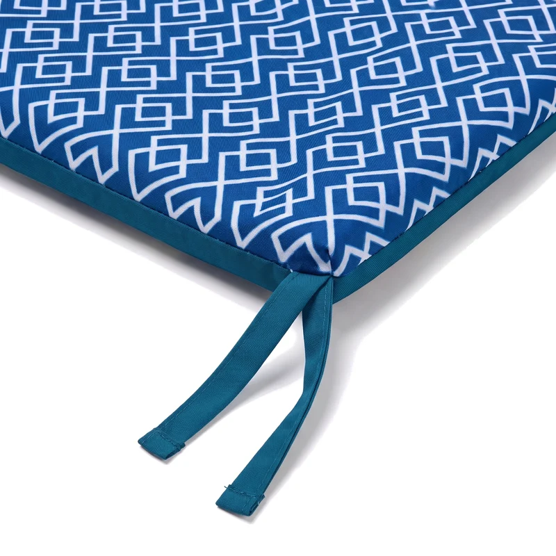 Lot de 4 Galettes de Chaise 35x35 Motif Géométrique Vert - Confort & Déco (Avec Attaches)