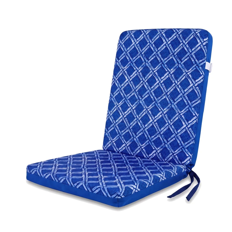 Lot de 2 Coussins Chaise Haut Dossier 95x40 - Motif Nautique Bleu (Confort 5cm)