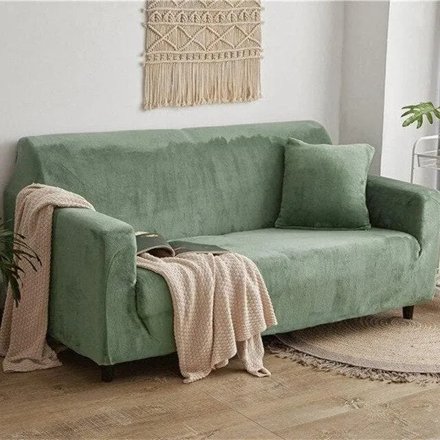 Housse de Canapé Vert Amande Velours