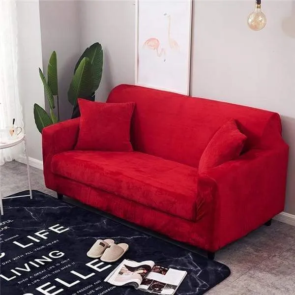 Housse de Canapé Velours Rouge