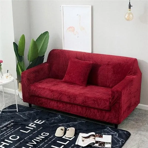 Housse de Canapé Velours Rouge Foncé
