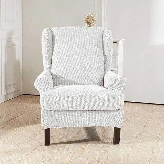 Housse Fauteuil Wingback Blanc