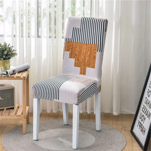 Housse de Chaise Grand Dossier Extensible - Motifs Géométrique et Moderne