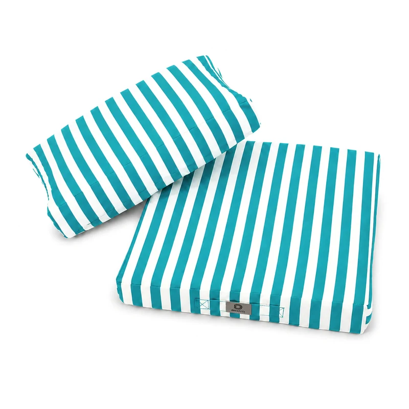 Ensemble Coussins Salon Jardin 60x60 Rayure Turquoise - Premium 270g (Assise + Dossier)