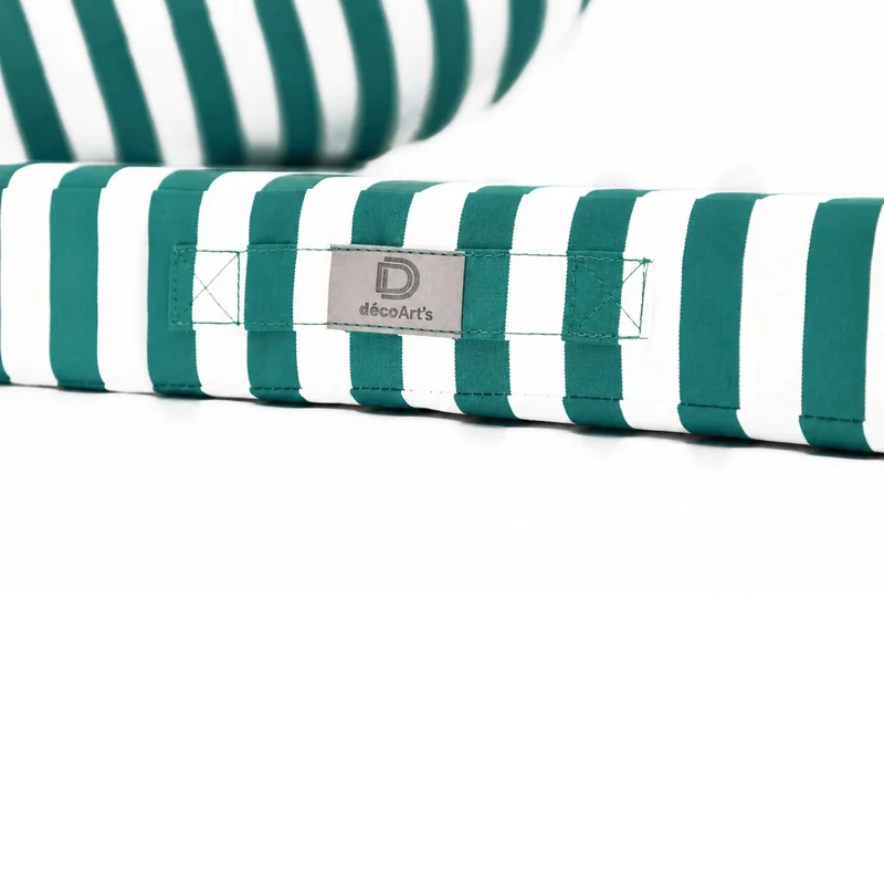 Ensemble Coussins Salon Jardin 50x50 Rayure Vert - Premium 270g (Assise + Dossier)