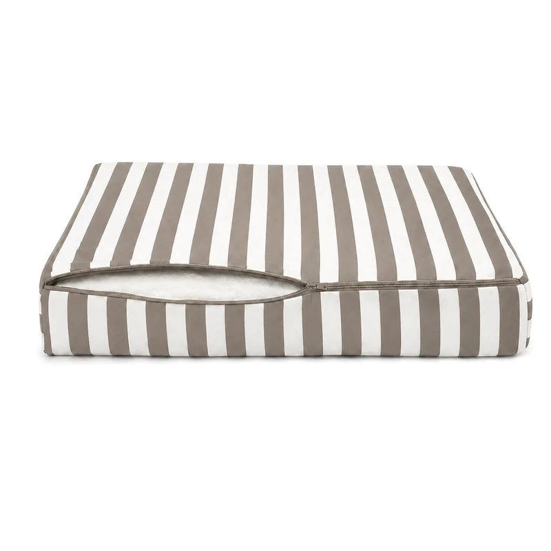 Ensemble Coussins Salon Jardin 50x50 Rayure Beige - Premium 270g (Assise + Dossier)