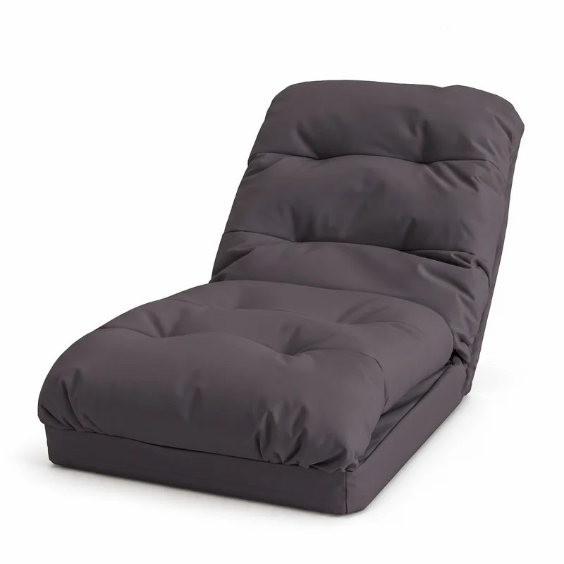 Fauteuil de Sol Convertible Gris Foncé - 3 en 1 (Lit 210x60) & Dossier Réglable