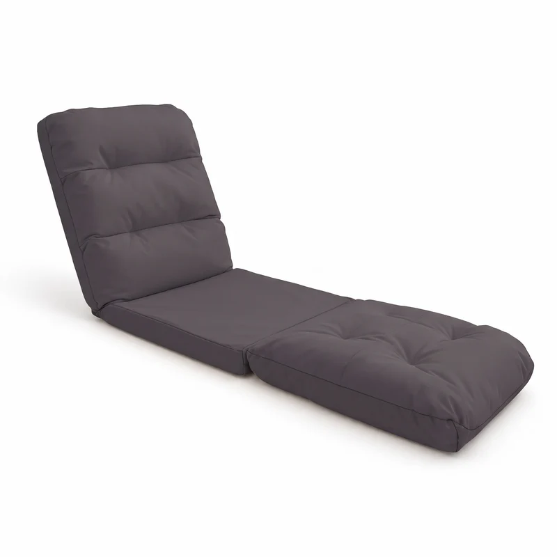 Fauteuil de Sol Convertible Gris Foncé - 3 en 1 (Lit 210x60) & Dossier Réglable