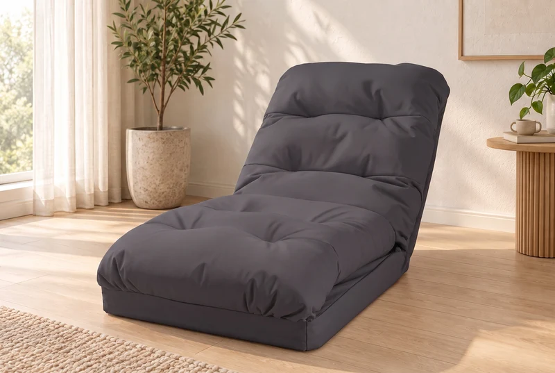Fauteuil de Sol Convertible Gris Foncé - 3 en 1 (Lit 210x60) & Dossier Réglable