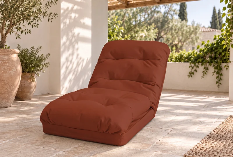 Fauteuil de Sol Convertible Terracotta - 3 en 1 (Lit 210x60) & Dossier Réglable