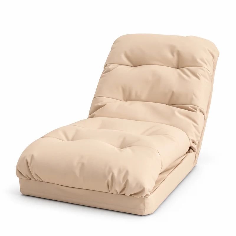 Fauteuil de Sol Convertible Beige - 3 en 1 (Lit 210x60) & Dossier Réglable