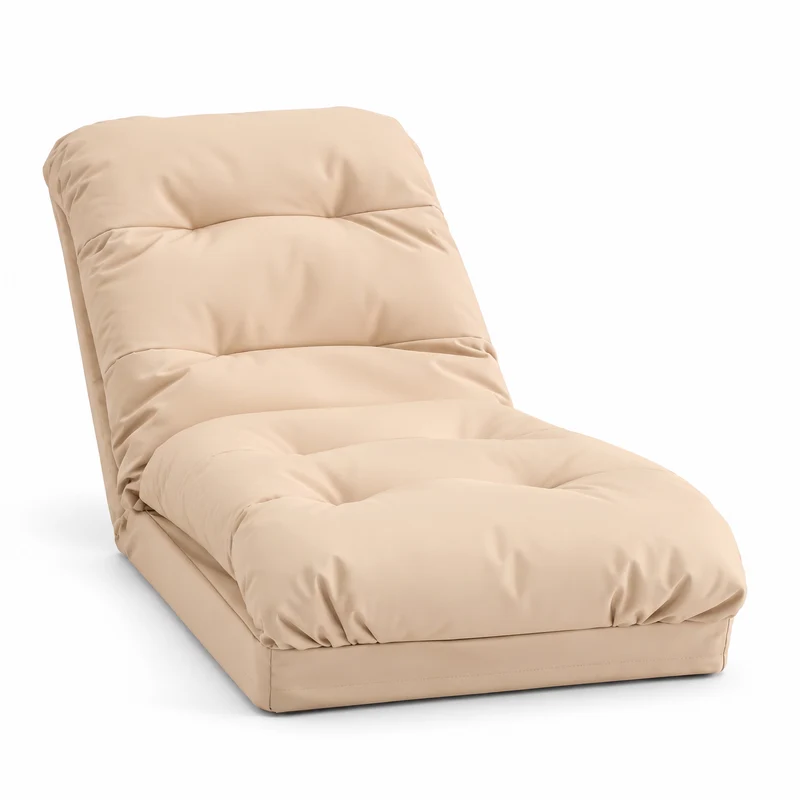 Fauteuil de Sol Convertible Beige - 3 en 1 (Lit 210x60) & Dossier Réglable