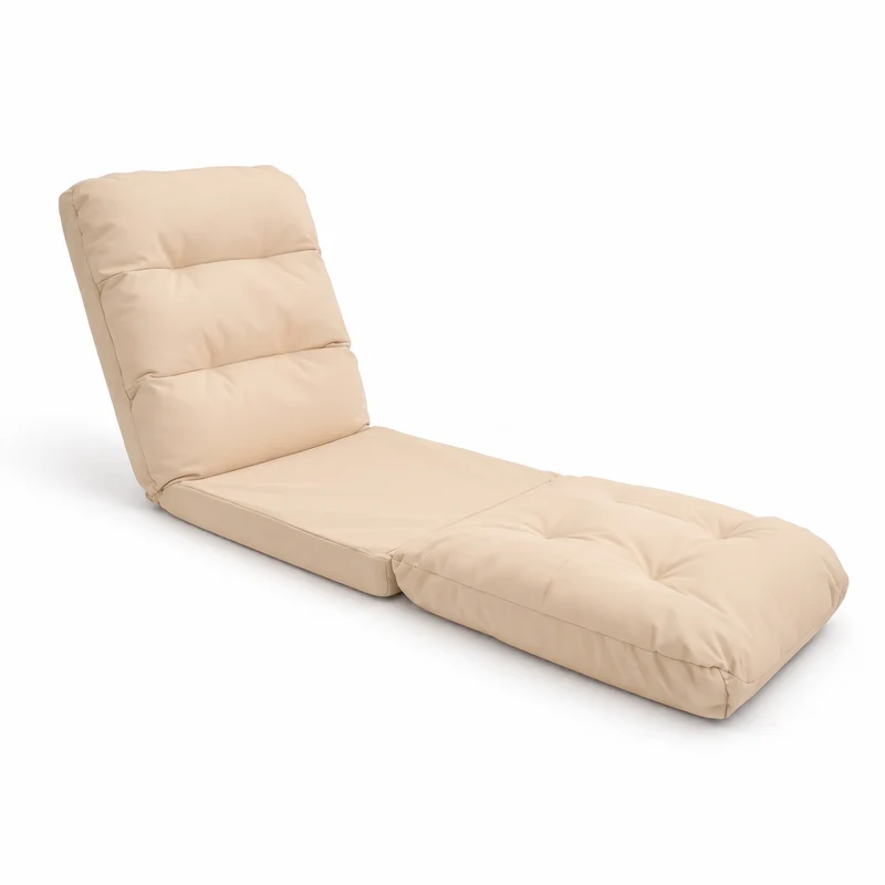 Fauteuil de Sol Convertible Beige - 3 en 1 (Lit 210x60) & Dossier Réglable