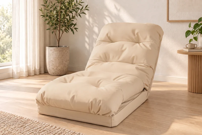 Fauteuil de Sol Convertible Beige - 3 en 1 (Lit 210x60) & Dossier Réglable
