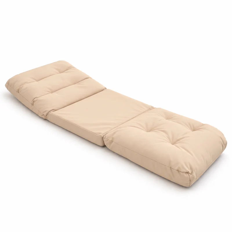 Fauteuil de Sol Convertible Beige - 3 en 1 (Lit 210x60) & Dossier Réglable