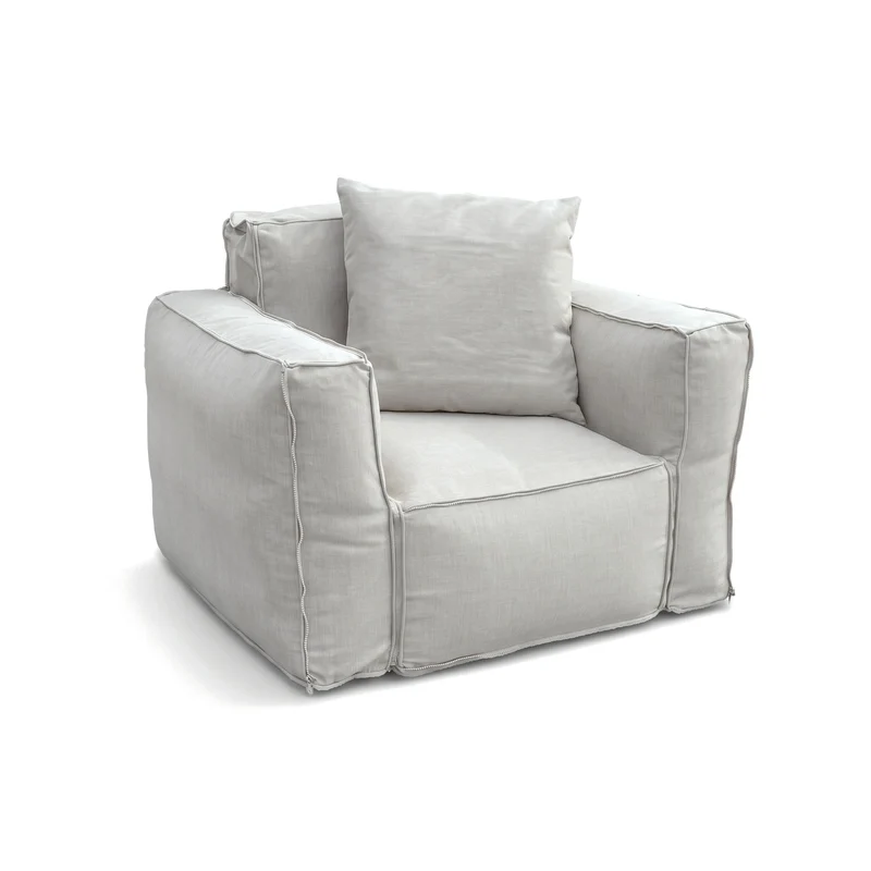 Fauteuil Modulable de Jardin 90x75 Gris Galet - Tissu Olefin & Cœur Gonflable (Pompe Incluse)