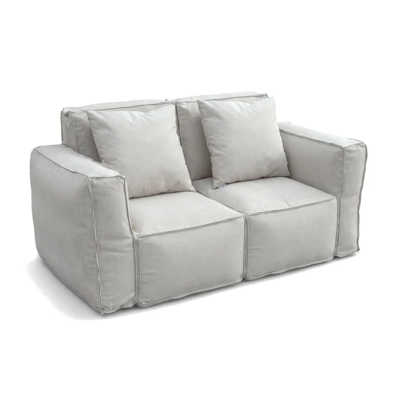 Fauteuil Modulable de Jardin 90x75 Gris Galet - Tissu Olefin & Cœur Gonflable (Pompe Incluse)