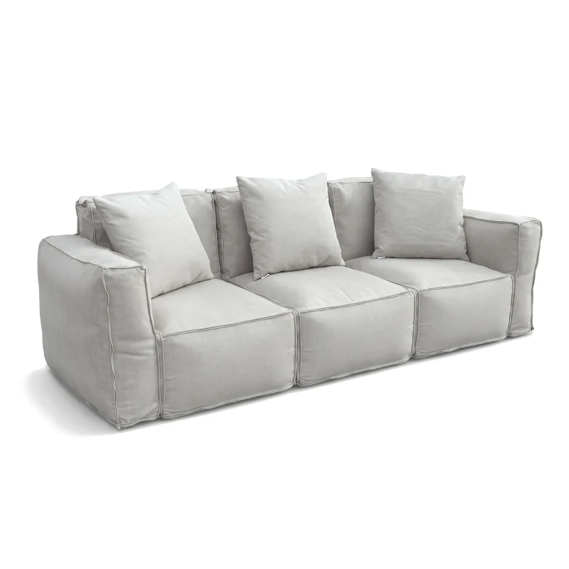 Fauteuil Modulable de Jardin 90x75 Gris Galet - Tissu Olefin & Cœur Gonflable (Pompe Incluse)