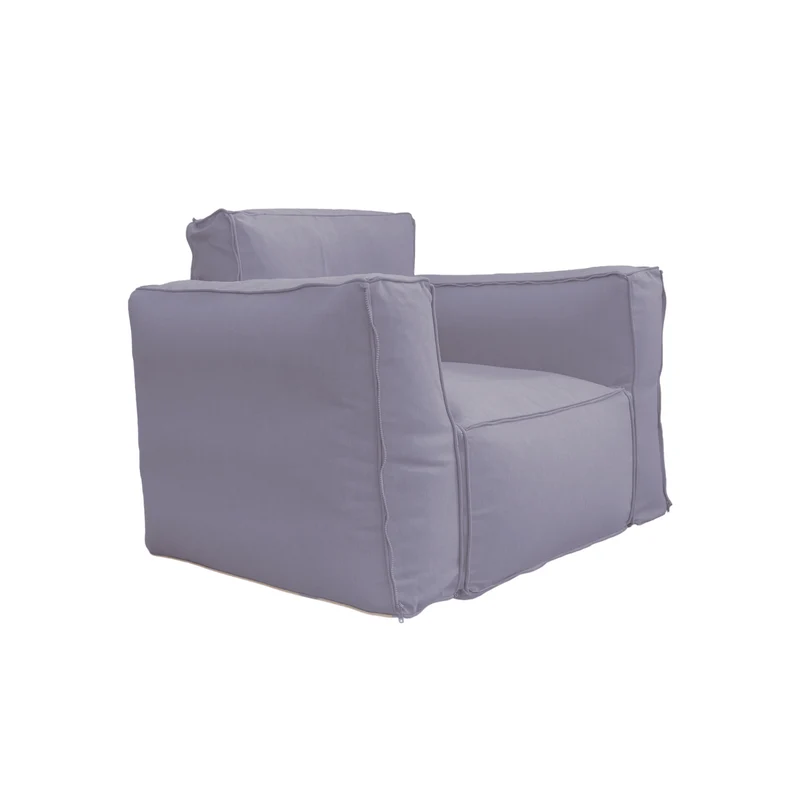 Fauteuil Modulable de Jardin 90x75 Gris Galet - Tissu Olefin & Cœur Gonflable (Pompe Incluse)