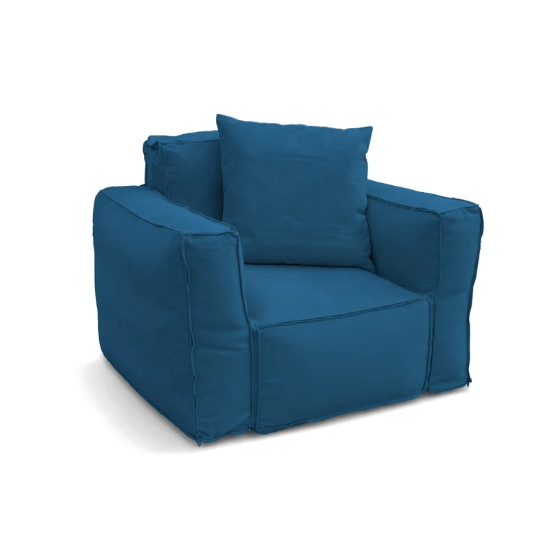 Fauteuil Modulable de Jardin 90x75 Bleu Pétrole - Tissu Olefin & Cœur Gonflable (Pompe Incluse)