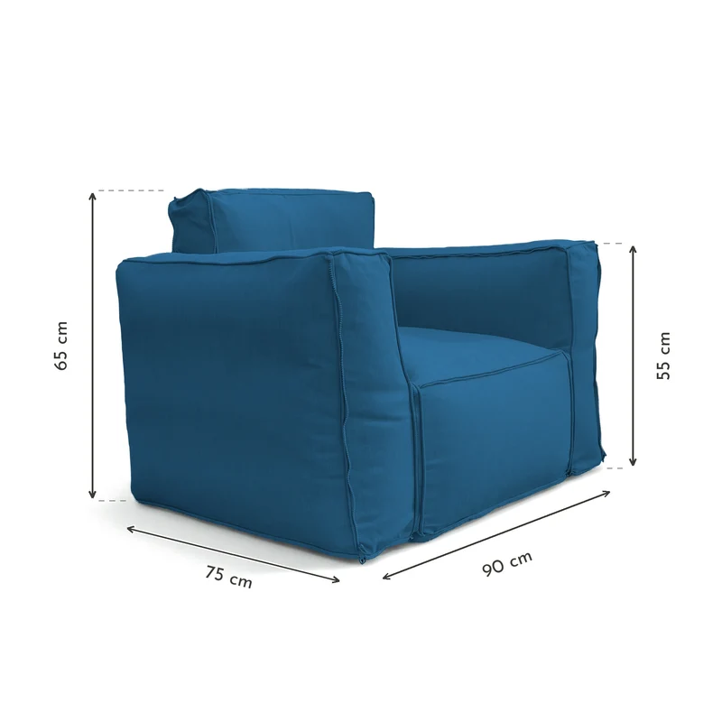 Fauteuil Modulable de Jardin 90x75 Bleu Pétrole - Tissu Olefin & Cœur Gonflable (Pompe Incluse)