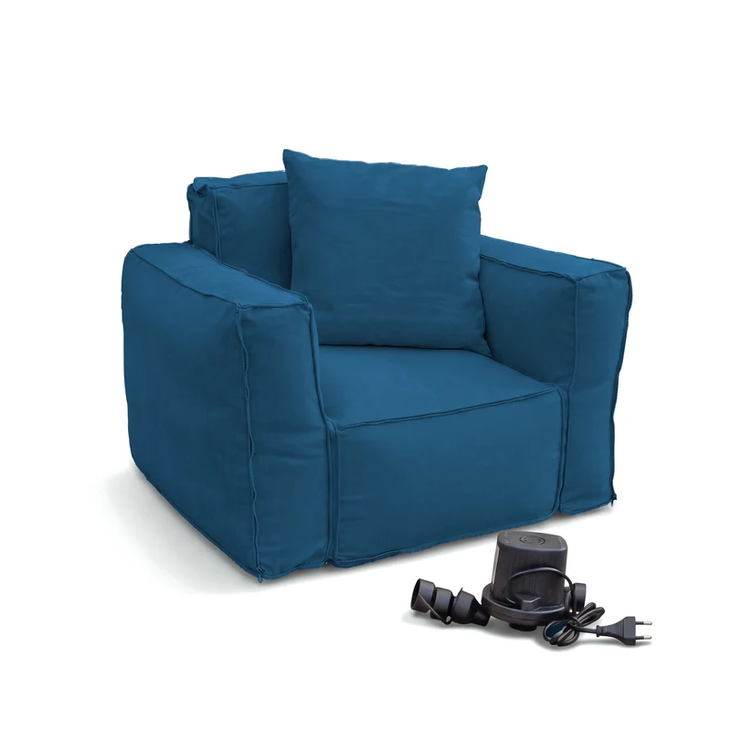 Fauteuil Modulable de Jardin 90x75 Bleu Pétrole - Tissu Olefin & Cœur Gonflable (Pompe Incluse)
