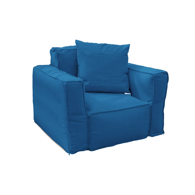 Fauteuil Modulable de Jardin 90x75 Bleu Pétrole - Tissu Olefin & Cœur Gonflable (Pompe Incluse)