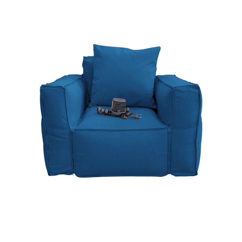 Fauteuil Modulable de Jardin 90x75 Bleu Pétrole - Tissu Olefin & Cœur Gonflable (Pompe Incluse)