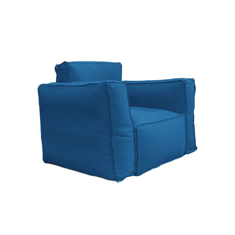 Fauteuil Modulable de Jardin 90x75 Bleu Pétrole - Tissu Olefin & Cœur Gonflable (Pompe Incluse)