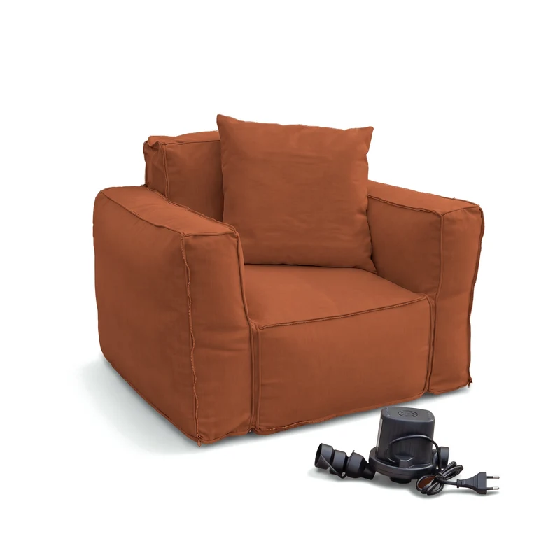 Fauteuil Modulable de Jardin 90x75 Terracotta - Tissu Olefin & Cœur Gonflable (Pompe Incluse)