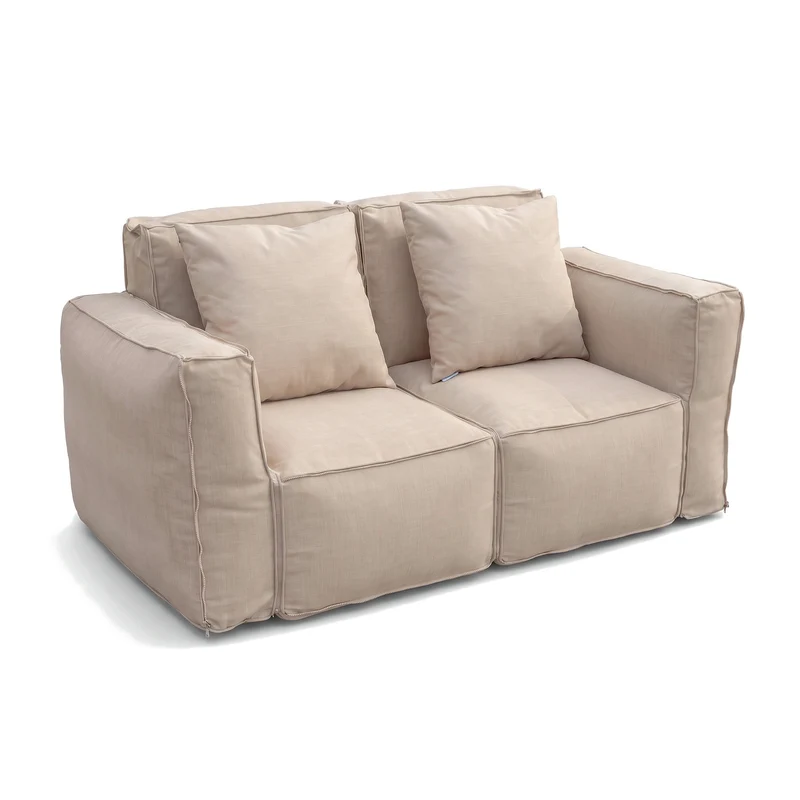 Fauteuil Modulable de Jardin 90x75 Beige - Tissu Olefin & Cœur Gonflable (Pompe Incluse)