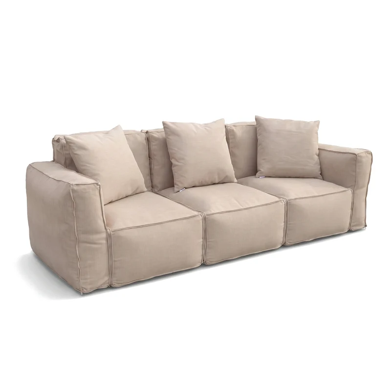 Fauteuil Modulable de Jardin 90x75 Beige - Tissu Olefin & Cœur Gonflable (Pompe Incluse)